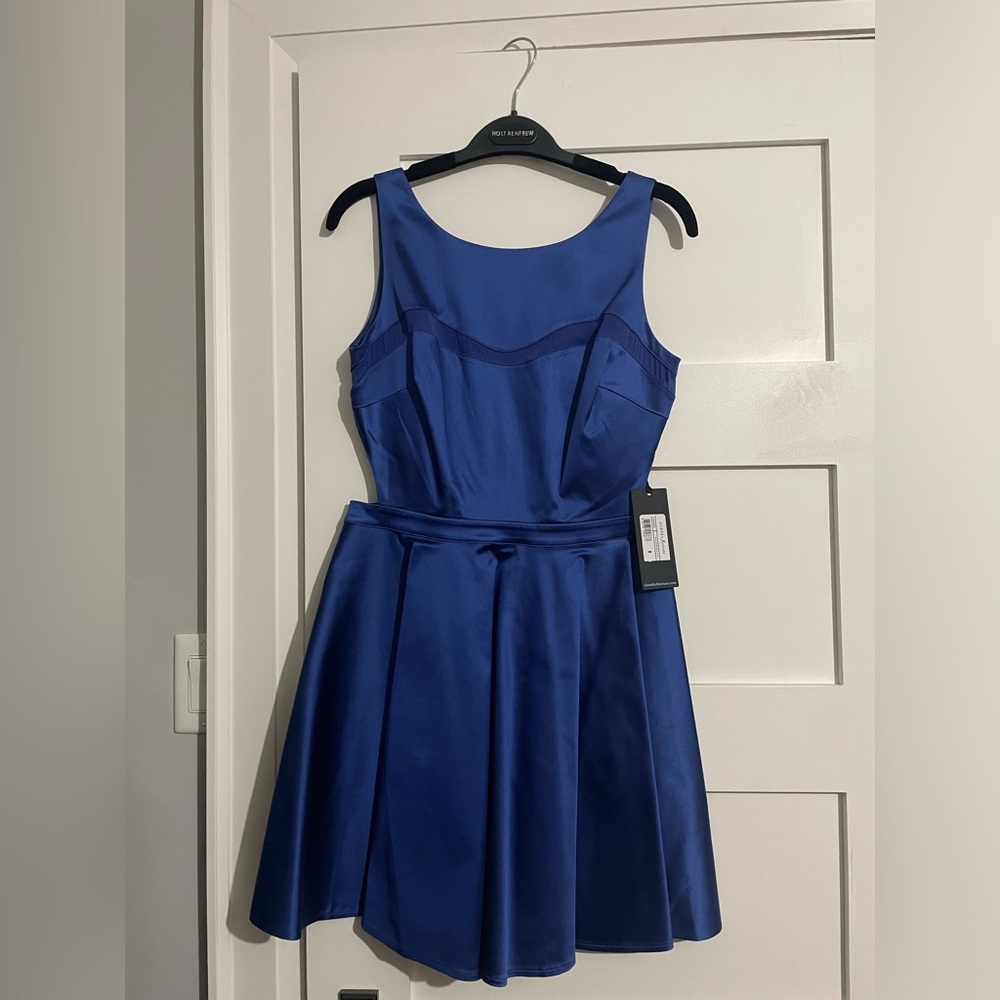 Guess by Marciano Sleeveless Satin Fit-and-Flare Dress in Royal Blue